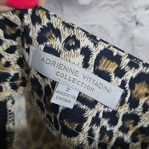 Adrienne Vittadini Animal Print Skirt Knee Length Pencil Straight Stretch Size 2 - Picture 4 of 11